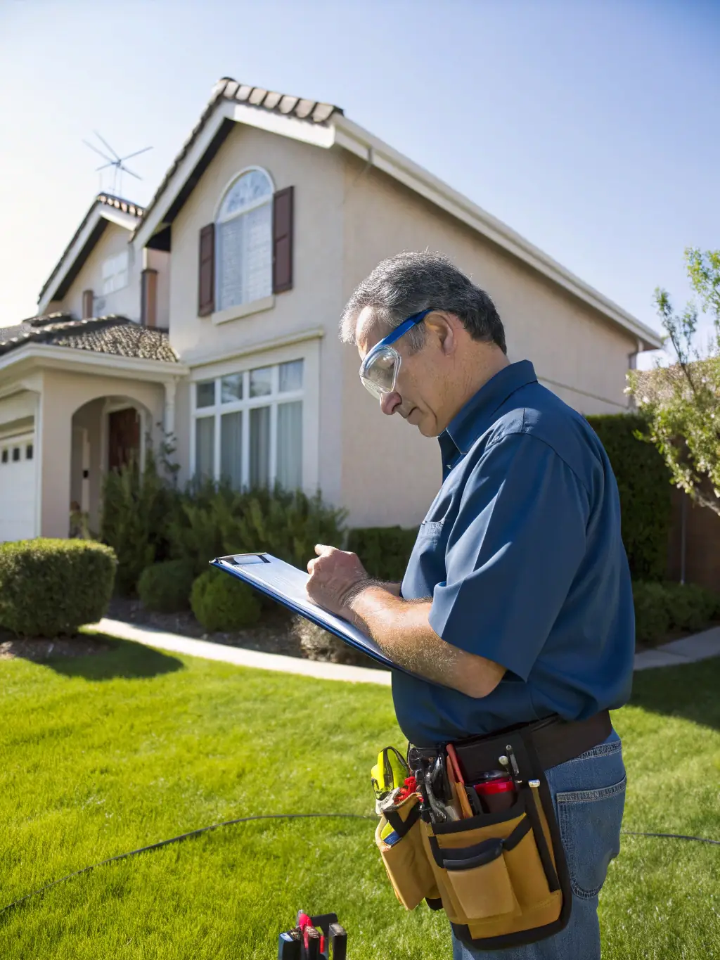 A picture of a WEBUYFLAT24 employee inspecting a property.